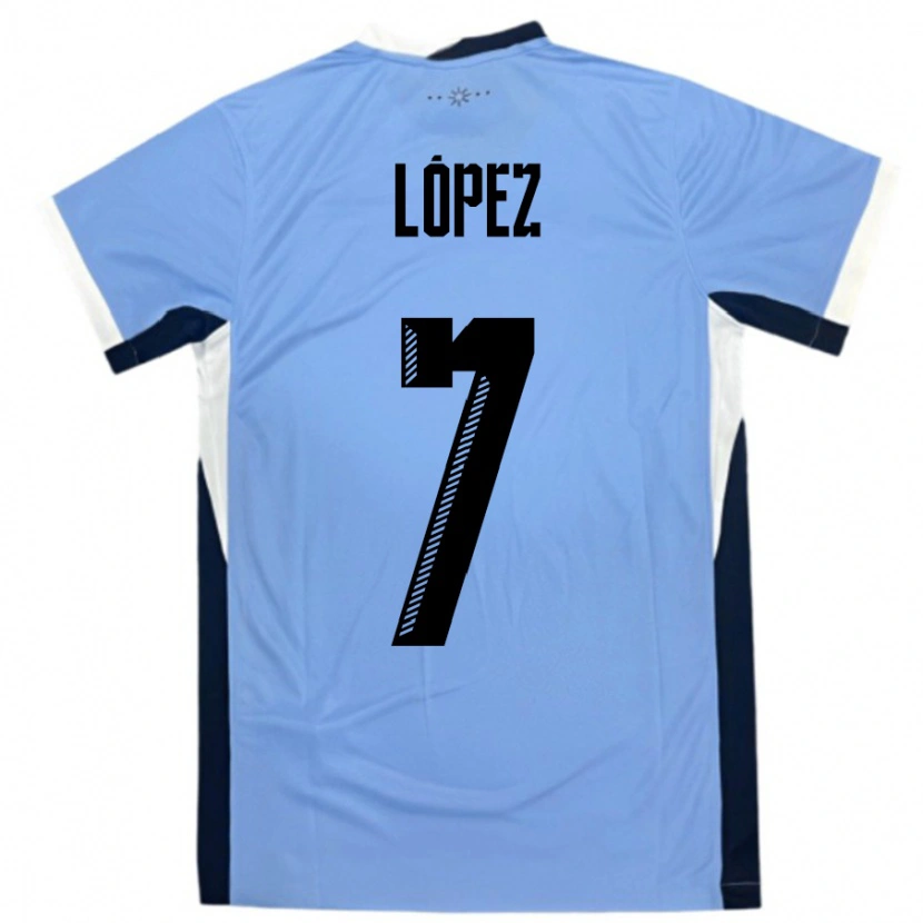 Danxen Kvinder Uruguay Nahuel López #7 Hvid Sort Hjemmebane Spillertrøjer 24-26 Trøje T-Shirt