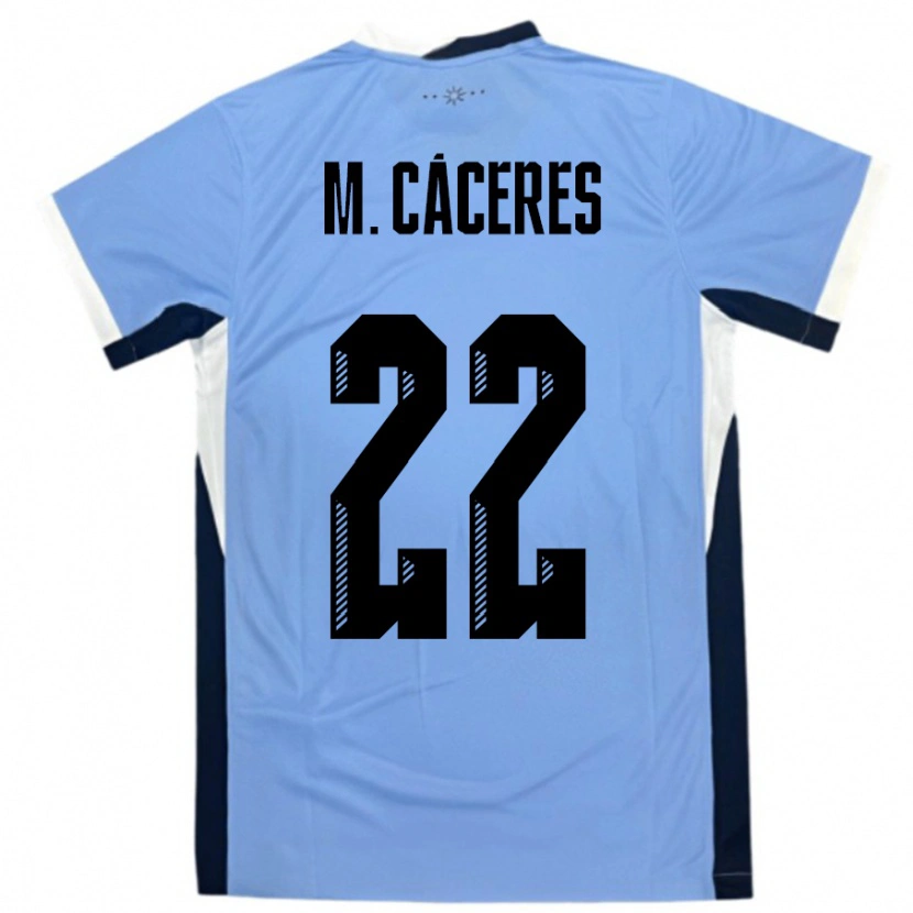 Danxen Kvinder Uruguay Martin Caceres #22 Hvid Sort Hjemmebane Spillertrøjer 24-26 Trøje T-Shirt