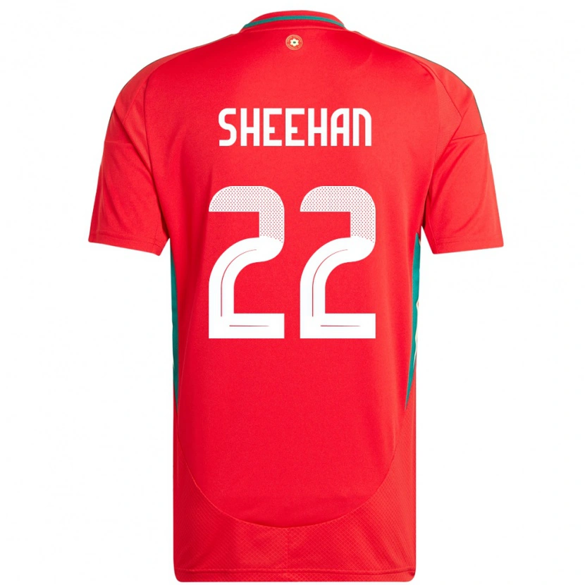 Danxen Kvinder Wales Josh Sheehan #22 Rød Hjemmebane Spillertrøjer 24-26 Trøje T-Shirt
