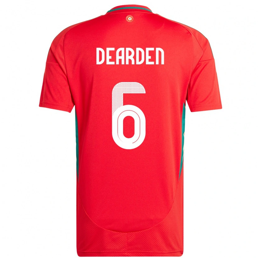 Danxen Kvinder Wales Thomas Dearden #6 Rød Hjemmebane Spillertrøjer 24-26 Trøje T-Shirt
