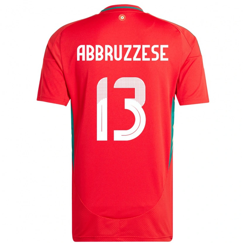 Danxen Kvinder Wales Rhys Abbruzzese #13 Rød Hjemmebane Spillertrøjer 24-26 Trøje T-Shirt