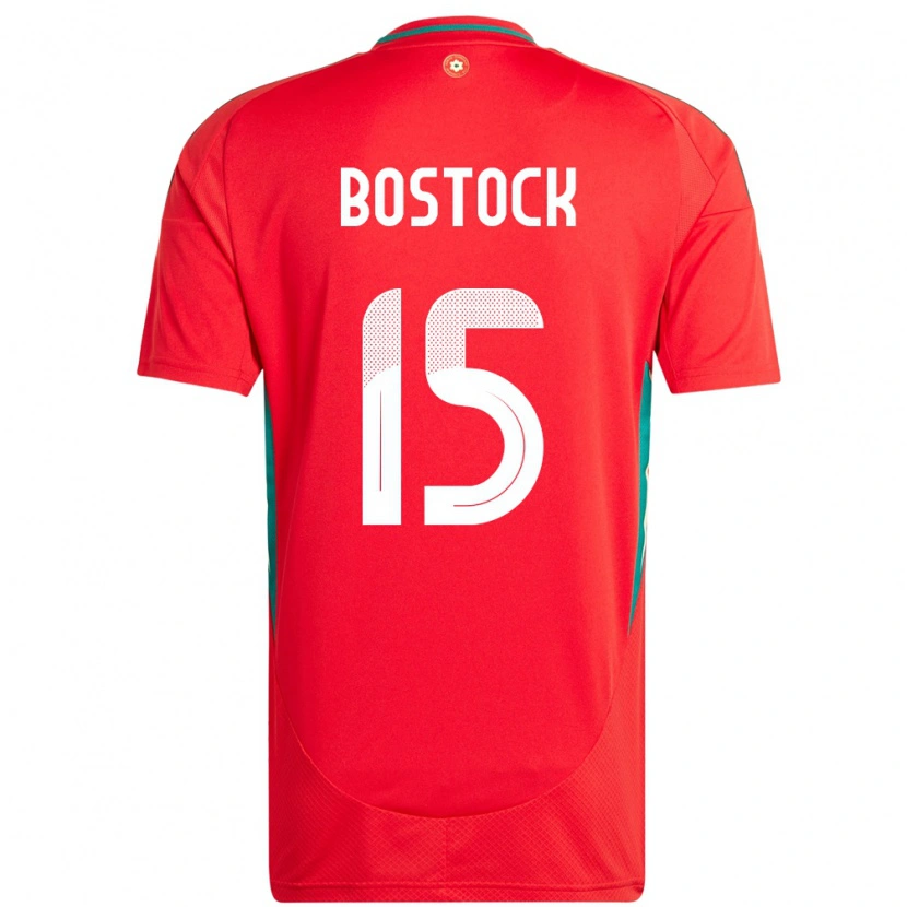 Danxen Kvinder Wales Oliver Bostock #15 Rød Hjemmebane Spillertrøjer 24-26 Trøje T-Shirt