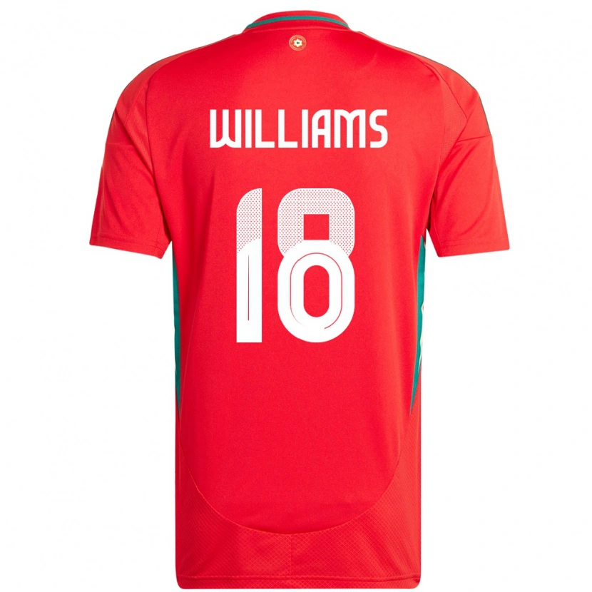Danxen Kvinder Wales Josh Williams #18 Rød Hjemmebane Spillertrøjer 24-26 Trøje T-Shirt