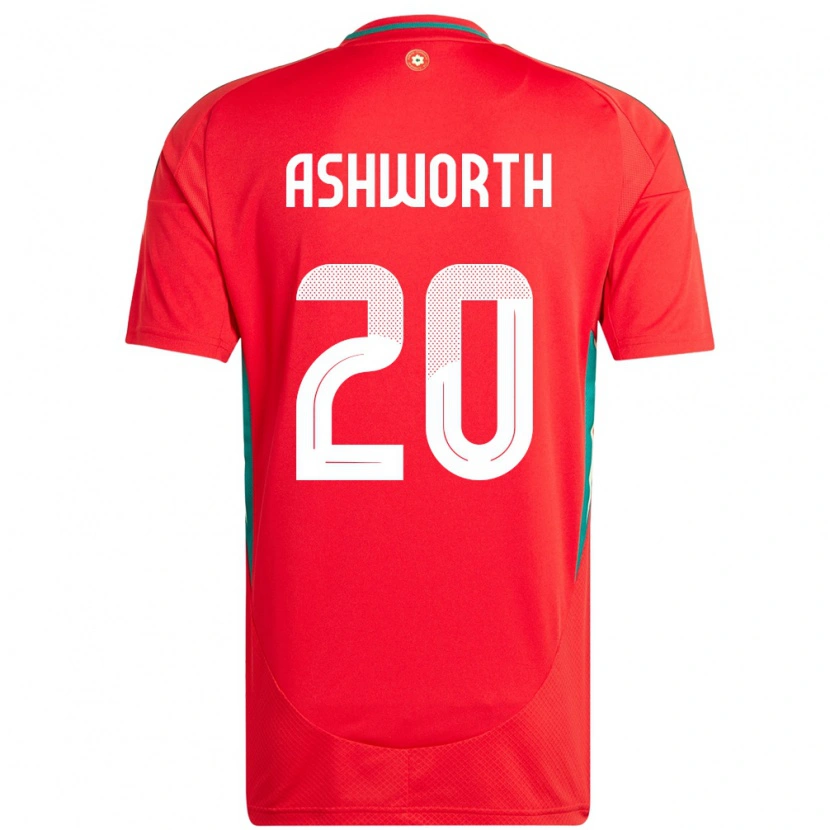 Danxen Kvinder Wales Zac Ashworth #20 Rød Hjemmebane Spillertrøjer 24-26 Trøje T-Shirt