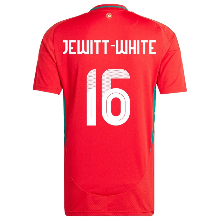 Danxen Kvinder Wales Harry Jewitt White #16 Rød Hjemmebane Spillertrøjer 24-26 Trøje T-Shirt