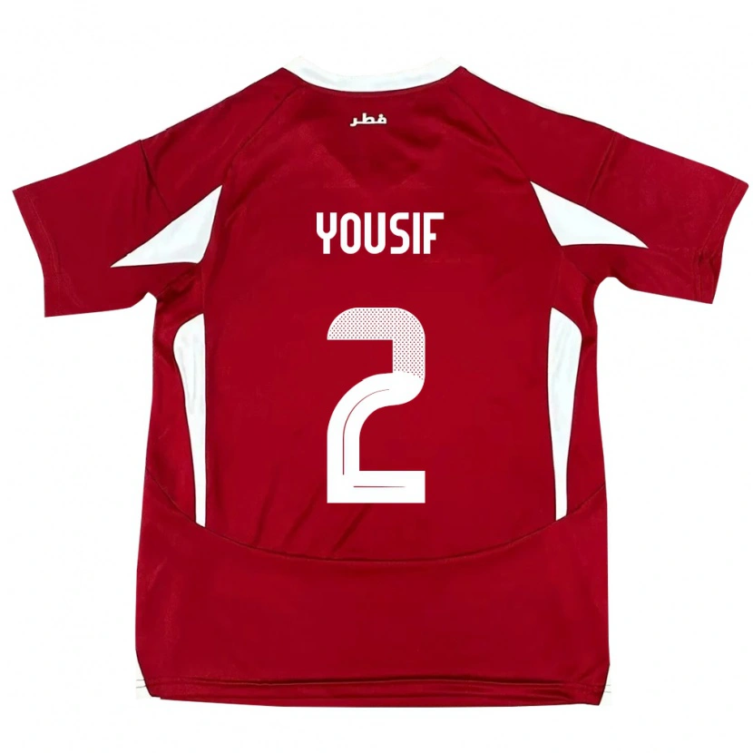 Danxen Kvinder Qatar Abdalla Yousif #2 Rød Hjemmebane Spillertrøjer 24-26 Trøje T-Shirt