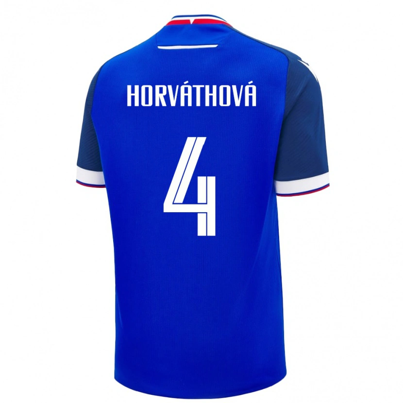 Danxen Kvinder Slovakiet Andrea Horváthová #4 Blå Hjemmebane Spillertrøjer 24-26 Trøje T-Shirt