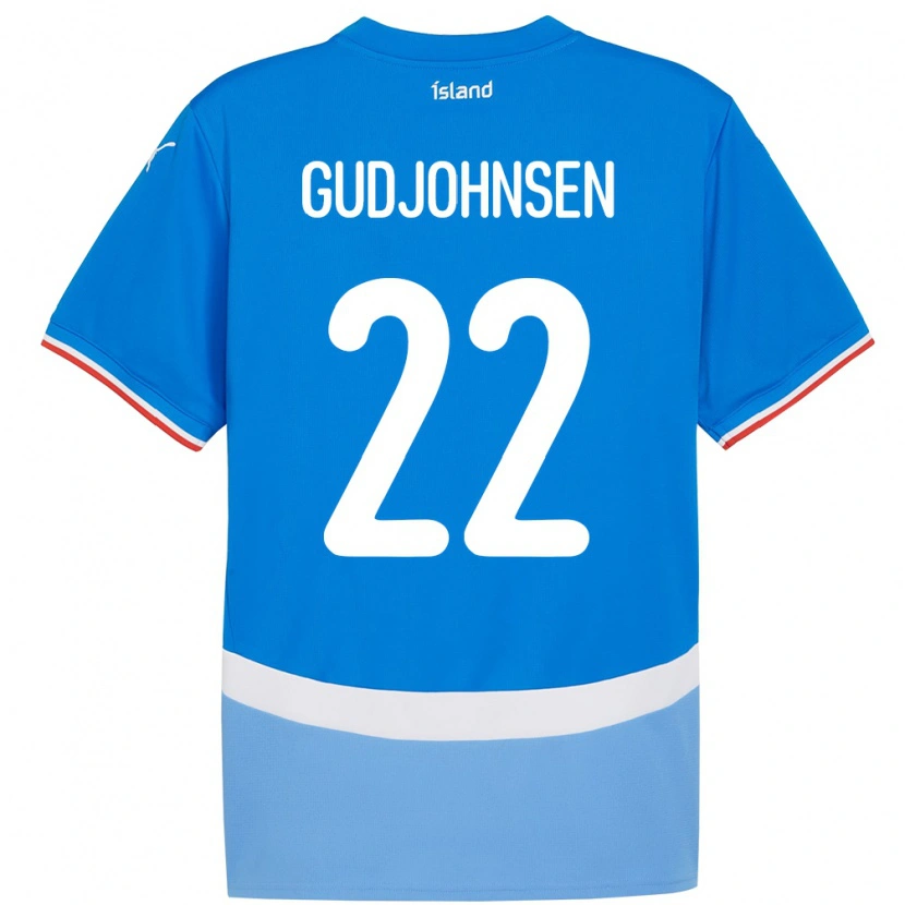 Danxen Kvinder Island Andri Gudjohnsen #22 Blå Hjemmebane Spillertrøjer 24-26 Trøje T-Shirt