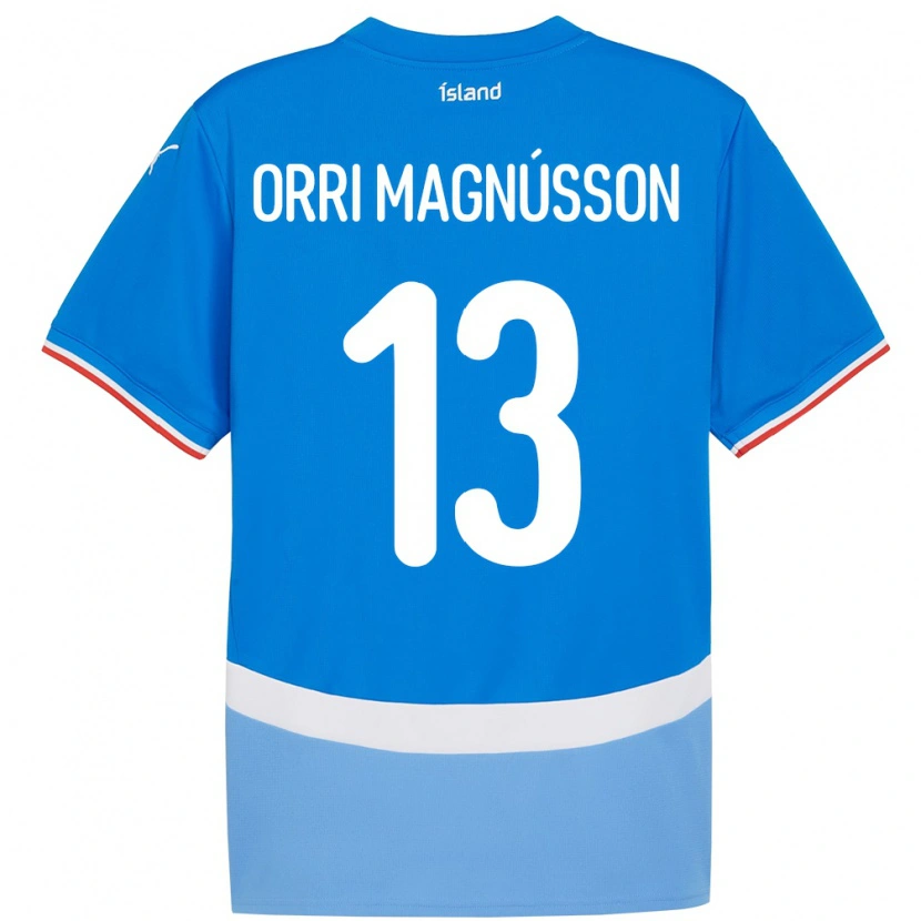 Danxen Kvinder Island Ásgeir Orri Magnússon #13 Blå Hjemmebane Spillertrøjer 24-26 Trøje T-Shirt