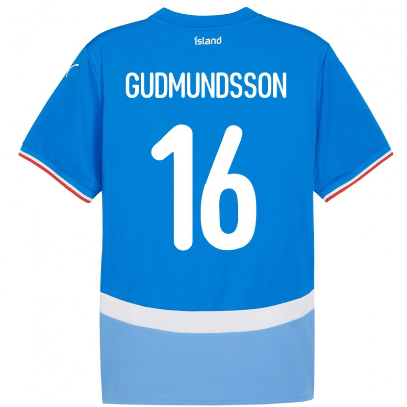 Danxen Kvinder Island Jón Breki Gudmundsson #16 Blå Hjemmebane Spillertrøjer 24-26 Trøje T-Shirt