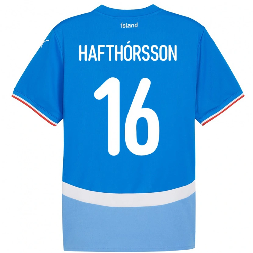 Danxen Kvinder Island Gestur Alexander Hafthórsson #16 Blå Hjemmebane Spillertrøjer 24-26 Trøje T-Shirt