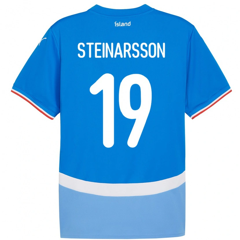Danxen Kvinder Island Ásgeir Steinn Steinarsson #19 Blå Hjemmebane Spillertrøjer 24-26 Trøje T-Shirt