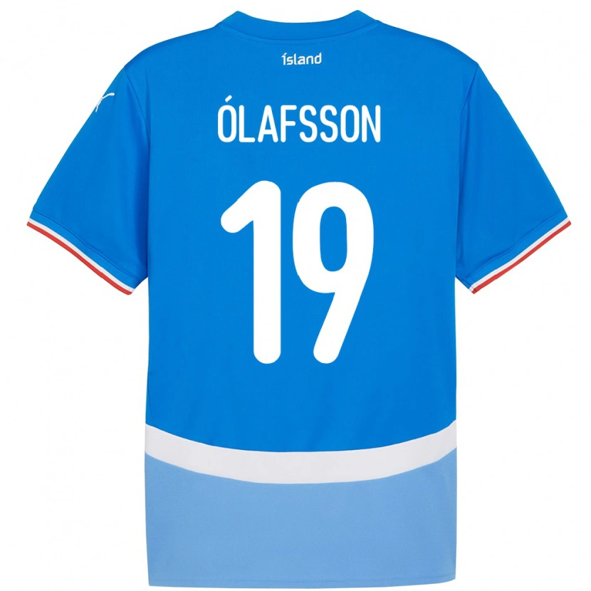 Danxen Kvinder Island Sigurdur Stefán Ólafsson #19 Blå Hjemmebane Spillertrøjer 24-26 Trøje T-Shirt