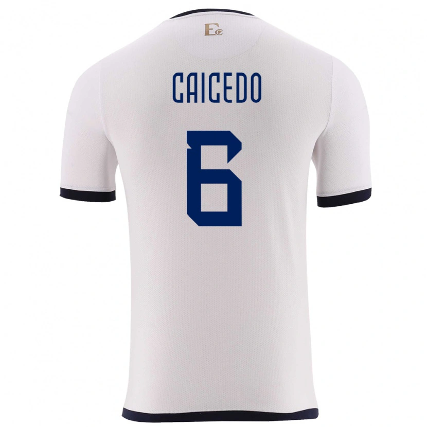 Danxen Kvinder Ecuador Fricio Caicedo #6 Hvid Udebane Spillertrøjer 24-26 Trøje T-Shirt