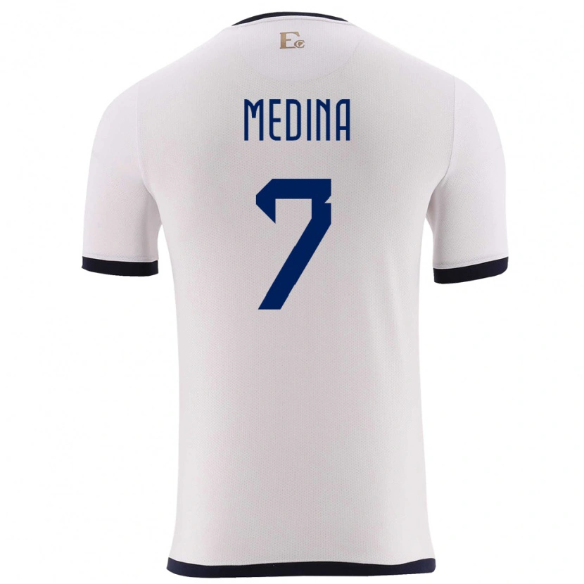 Danxen Kvinder Ecuador Yaimar Medina #7 Hvid Udebane Spillertrøjer 24-26 Trøje T-Shirt