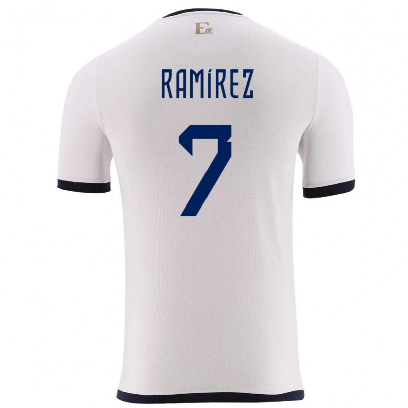 Danxen Kvinder Ecuador Jalmar Ramírez #7 Hvid Udebane Spillertrøjer 24-26 Trøje T-Shirt