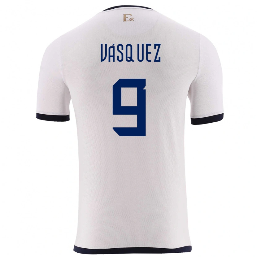 Danxen Kvinder Ecuador Yandri Vásquez #9 Hvid Udebane Spillertrøjer 24-26 Trøje T-Shirt