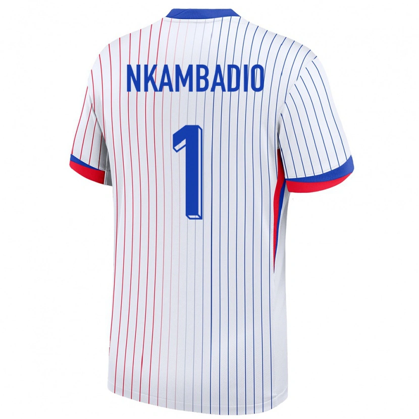 Danxen Kvinder Frankrig Obed Nkambadio #1 Hvid Udebane Spillertrøjer 24-26 Trøje T-Shirt