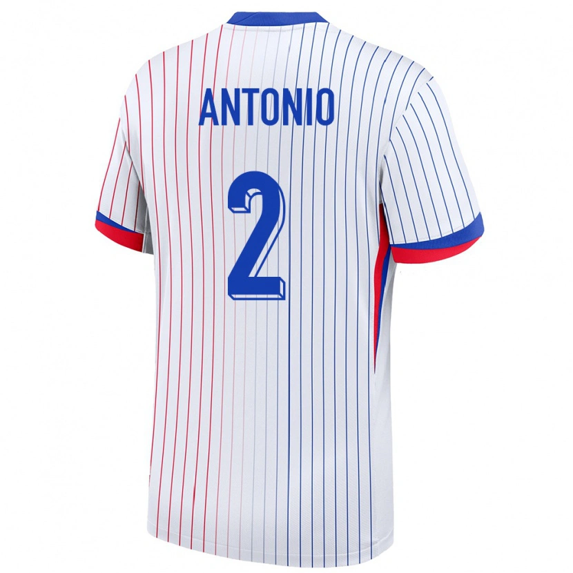 Danxen Kvinder Frankrig Kyllian Antonio #2 Hvid Udebane Spillertrøjer 24-26 Trøje T-Shirt