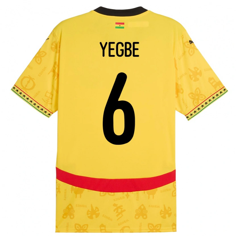 Danxen Kvinder Ghana Terry Yegbe #6 Gul Udebane Spillertrøjer 24-26 Trøje T-Shirt
