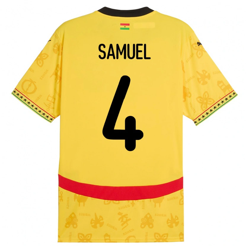 Danxen Kvinder Ghana Samuel Abbey-Ashie Quaye #4 Gul Udebane Spillertrøjer 24-26 Trøje T-Shirt