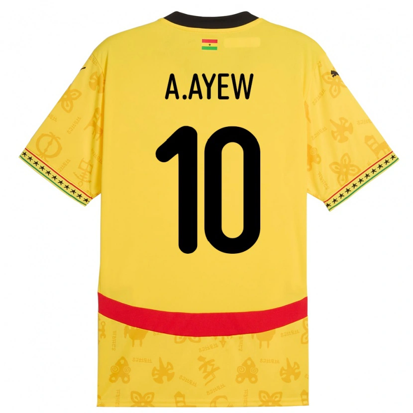 Danxen Kvinder Ghana Andre Ayew #10 Gul Udebane Spillertrøjer 24-26 Trøje T-Shirt