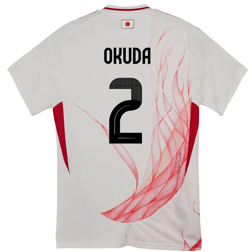 Danxen Kvinder Japan Hayato Okuda #2 Hvid Udebane Spillertrøjer 24-26 Trøje T-Shirt