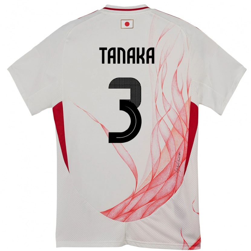 Danxen Kvinder Japan Hayato Tanaka #3 Hvid Udebane Spillertrøjer 24-26 Trøje T-Shirt