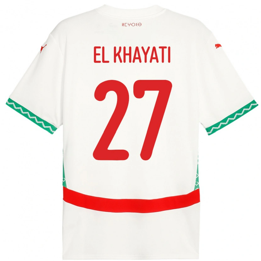 Danxen Kvinder Marokko Ayoub El Khayati #27 Hvid Udebane Spillertrøjer 24-26 Trøje T-Shirt