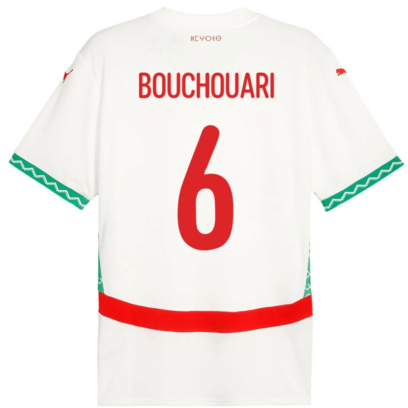Danxen Kvinder Marokko Benjamin Bouchouari #6 Hvid Udebane Spillertrøjer 24-26 Trøje T-Shirt