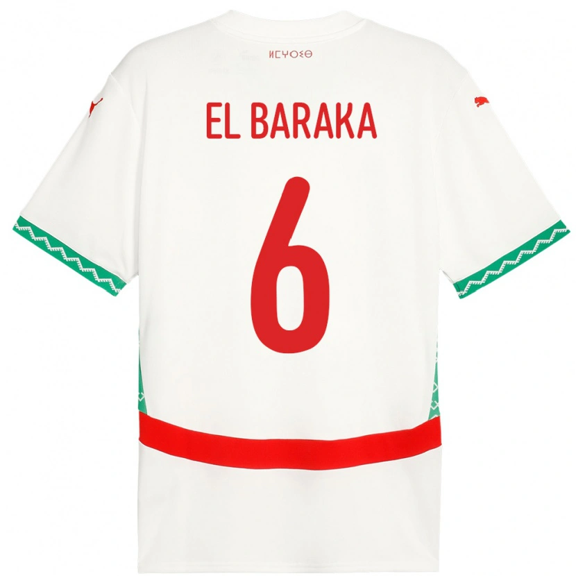 Danxen Kvinder Marokko Jibril El Baraka #6 Hvid Udebane Spillertrøjer 24-26 Trøje T-Shirt