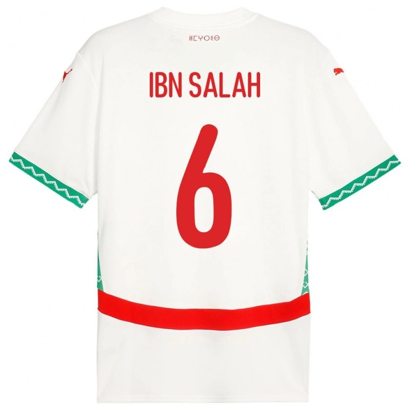 Danxen Kvinder Marokko Oualid Ibn Salah #6 Hvid Udebane Spillertrøjer 24-26 Trøje T-Shirt