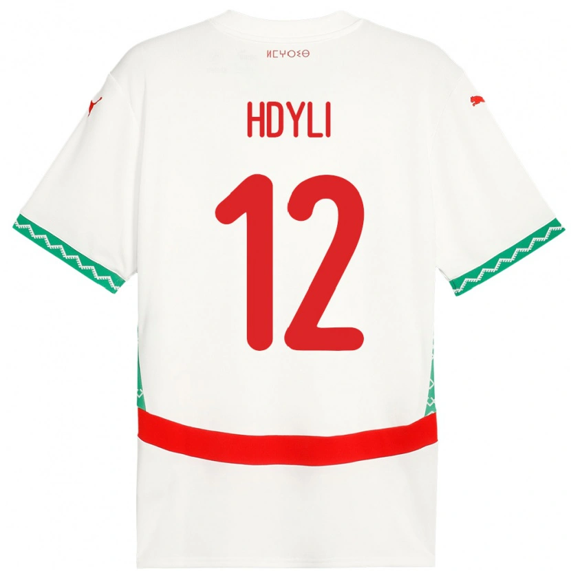 Danxen Kvinder Marokko Ayoub Hdyli #12 Hvid Udebane Spillertrøjer 24-26 Trøje T-Shirt
