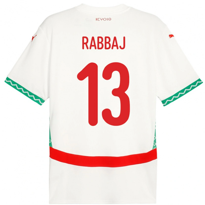 Danxen Kvinder Marokko Yusuf Rabbaj #13 Hvid Udebane Spillertrøjer 24-26 Trøje T-Shirt