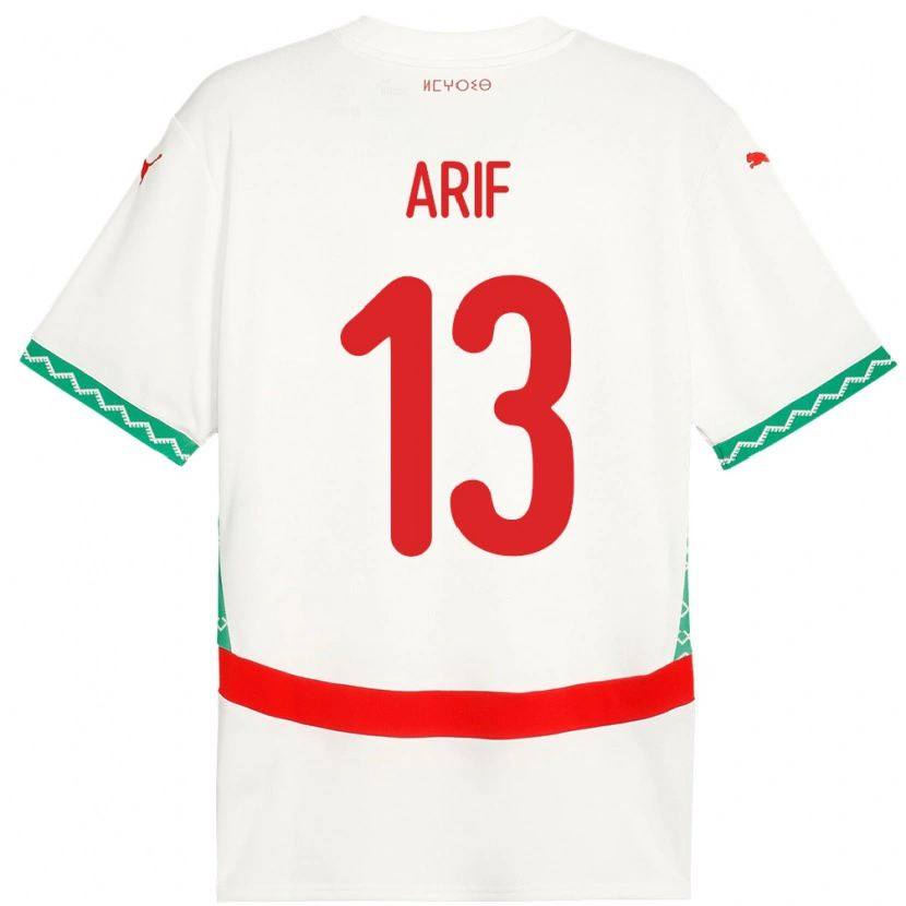 Danxen Kvinder Marokko Yahya Arif #13 Hvid Udebane Spillertrøjer 24-26 Trøje T-Shirt