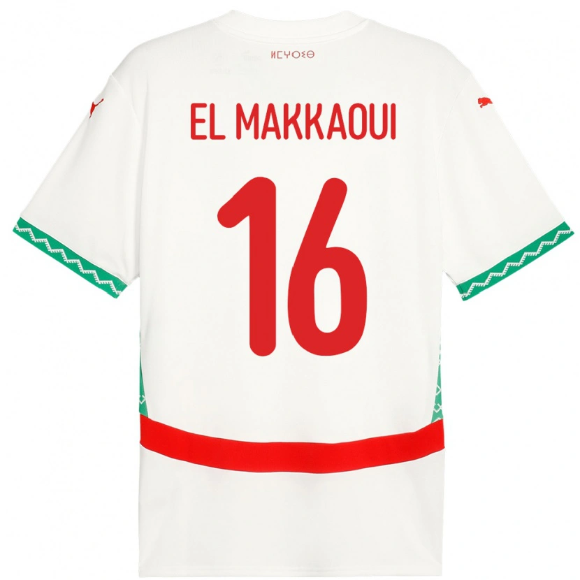 Danxen Kvinder Marokko Anas El Makkaoui #16 Hvid Udebane Spillertrøjer 24-26 Trøje T-Shirt