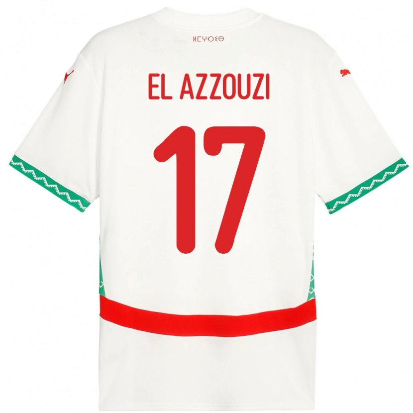 Danxen Kvinder Marokko Oussama El Azzouzi #17 Hvid Udebane Spillertrøjer 24-26 Trøje T-Shirt