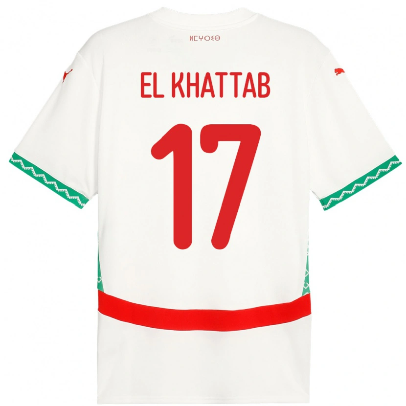 Danxen Kvinder Marokko Omar El Khattab #17 Hvid Udebane Spillertrøjer 24-26 Trøje T-Shirt