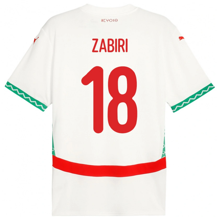 Danxen Kvinder Marokko Yassir Zabiri #18 Hvid Udebane Spillertrøjer 24-26 Trøje T-Shirt