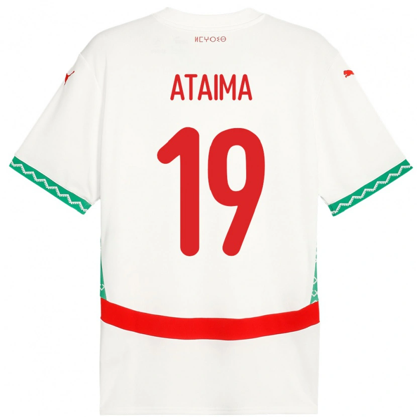 Danxen Kvinder Marokko Hamza Ataima #19 Hvid Udebane Spillertrøjer 24-26 Trøje T-Shirt