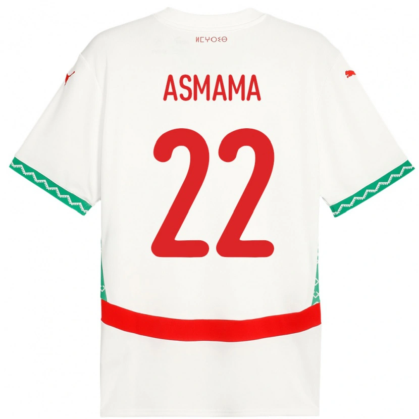 Danxen Kvinder Marokko Reda Asmama #22 Hvid Udebane Spillertrøjer 24-26 Trøje T-Shirt
