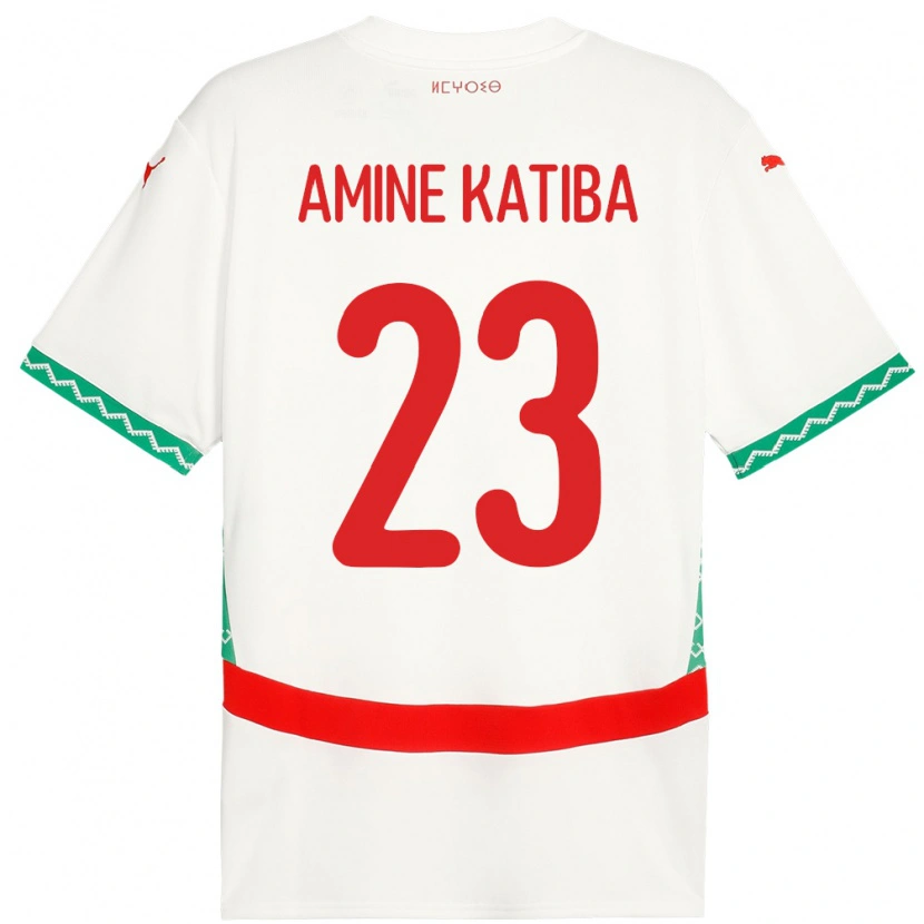 Danxen Kvinder Marokko Mohamed Amine Katiba #23 Hvid Udebane Spillertrøjer 24-26 Trøje T-Shirt