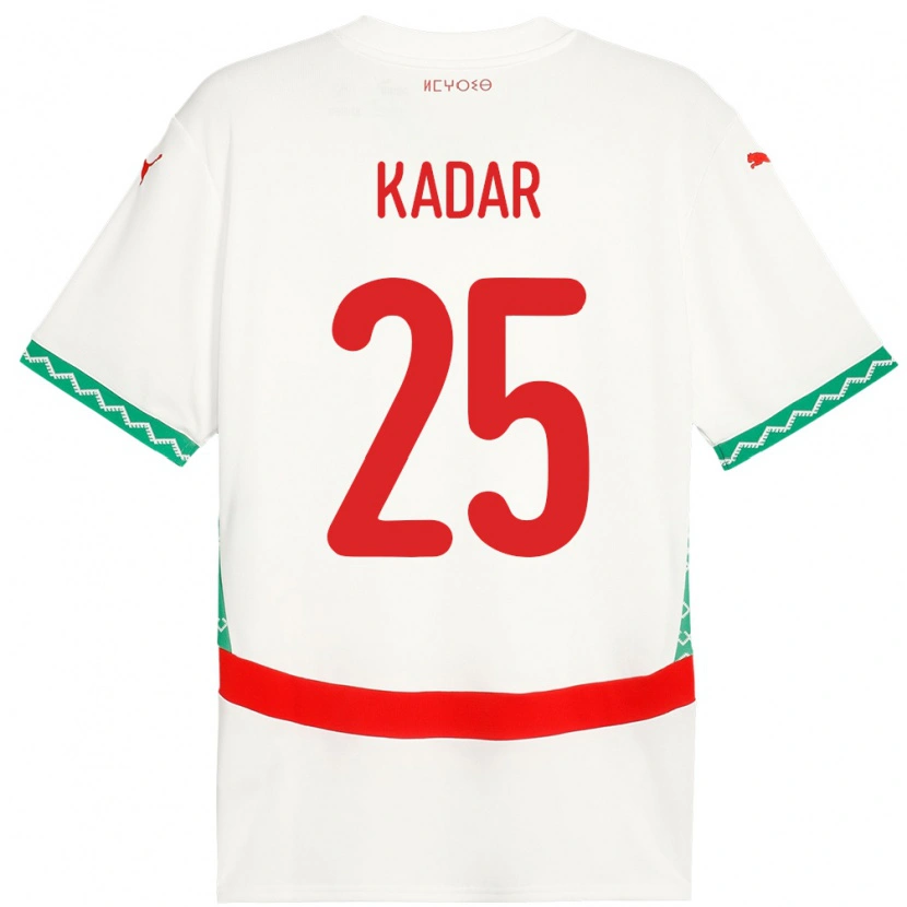 Danxen Kvinder Marokko Nawfel-Abdelkader Kadar #25 Hvid Udebane Spillertrøjer 24-26 Trøje T-Shirt