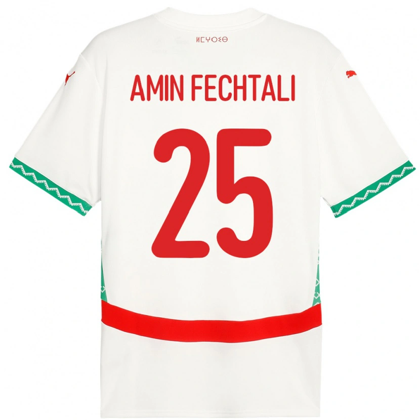 Danxen Kvinder Marokko Oualid Amin Fechtali #25 Hvid Udebane Spillertrøjer 24-26 Trøje T-Shirt