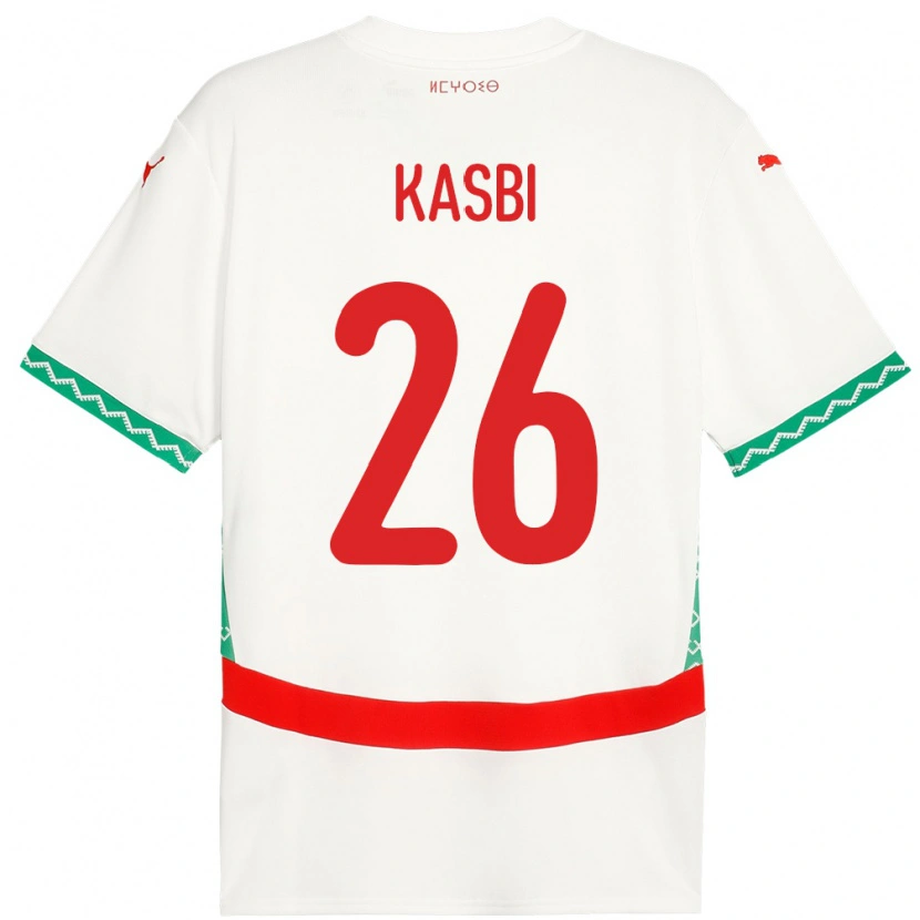 Danxen Kvinder Marokko Khalid Kasbi #26 Hvid Udebane Spillertrøjer 24-26 Trøje T-Shirt