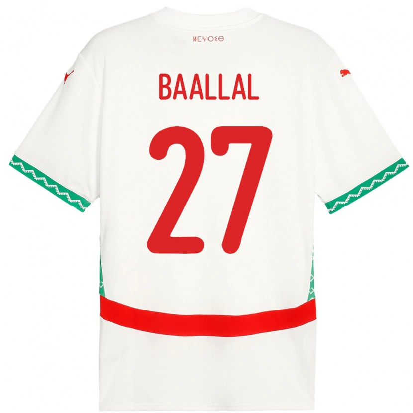 Danxen Kvinder Marokko Adam Baallal #27 Hvid Udebane Spillertrøjer 24-26 Trøje T-Shirt