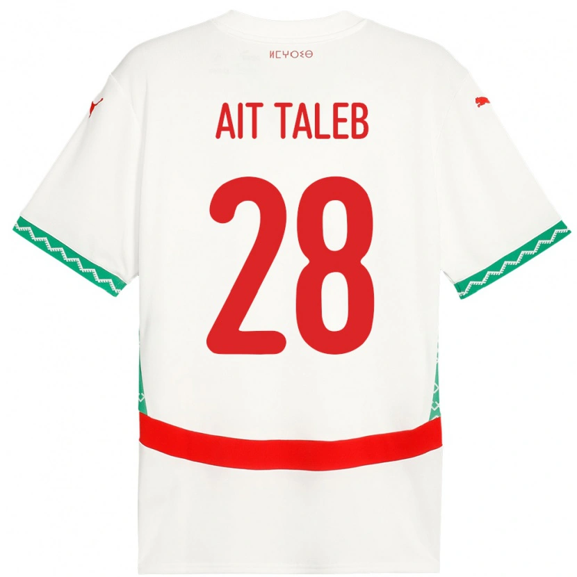 Danxen Kvinder Marokko Ismail Ait Taleb #28 Hvid Udebane Spillertrøjer 24-26 Trøje T-Shirt