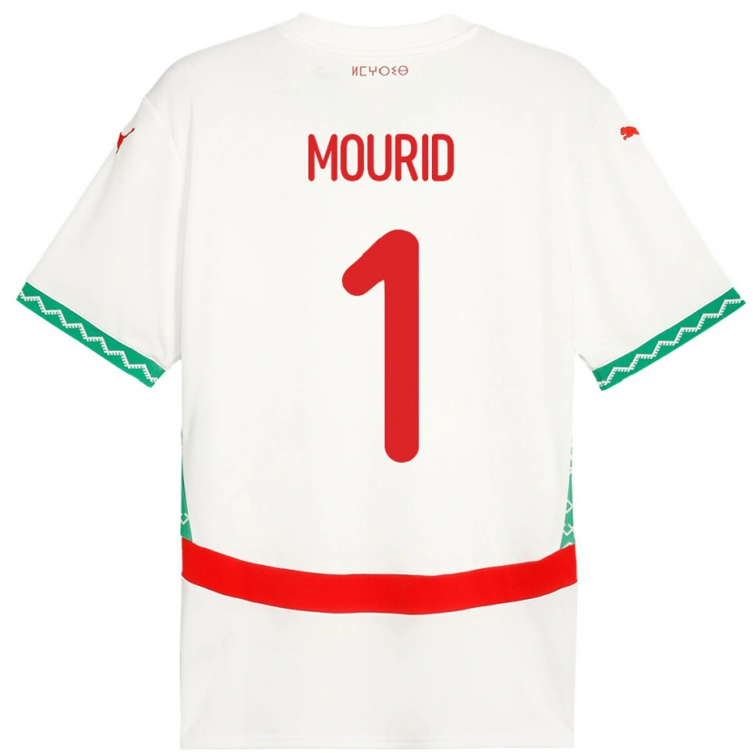 Danxen Kvinder Marokko Taha Mourid #1 Hvid Udebane Spillertrøjer 24-26 Trøje T-Shirt