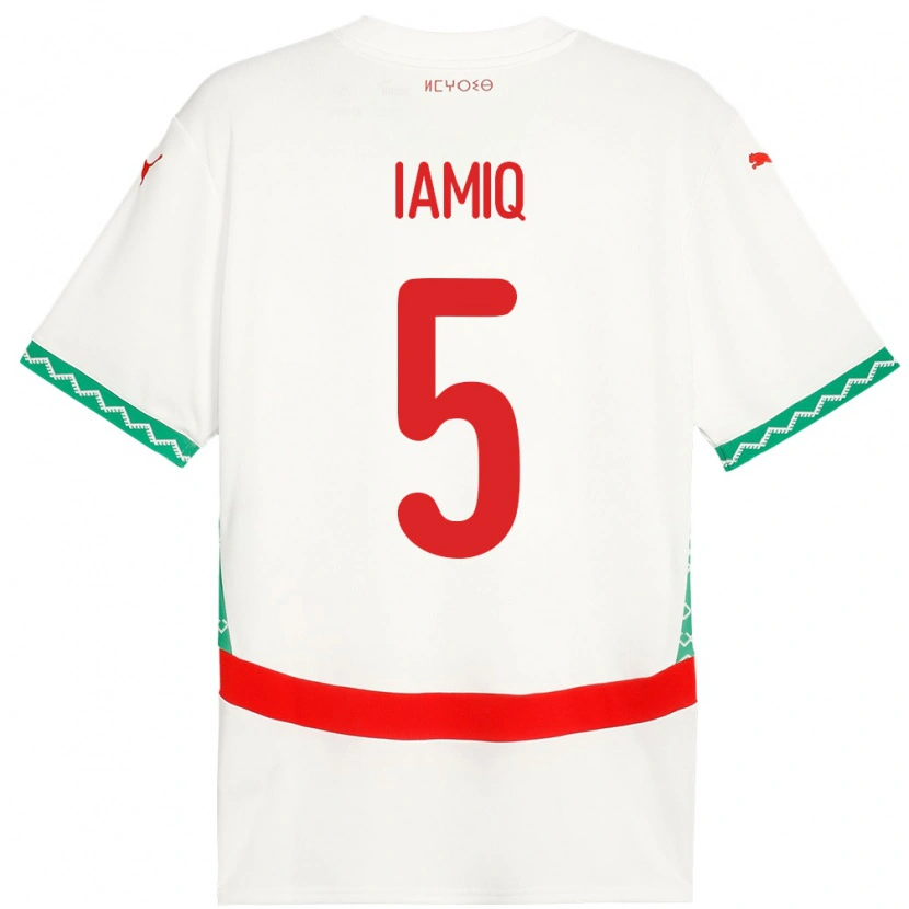 Danxen Kvinder Marokko Jawad Iamiq #5 Hvid Udebane Spillertrøjer 24-26 Trøje T-Shirt