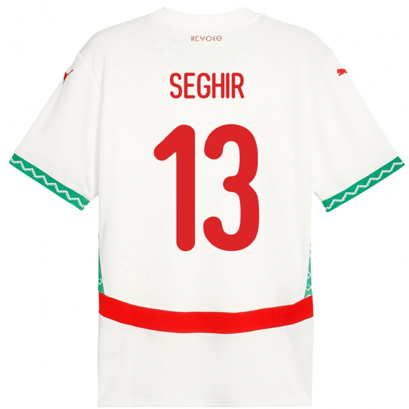 Danxen Kvinder Marokko Sabah Seghir #13 Hvid Udebane Spillertrøjer 24-26 Trøje T-Shirt